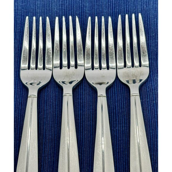 Cambridge Silver Stainless Salad Fork 7 1/8 inch Lot of 4 CBS46 Satin Handle - Picture 2 of 5
